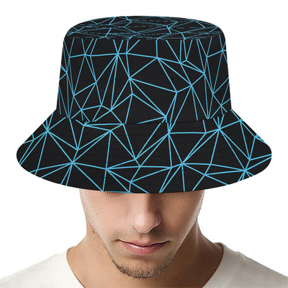 Black And Blue Geometric Mosaic Print Bucket Hat