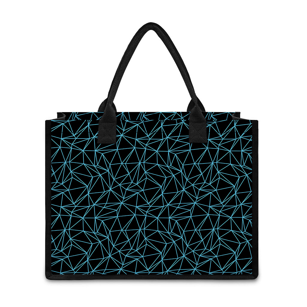 Black And Blue Geometric Mosaic Print Canvas Tote Bag