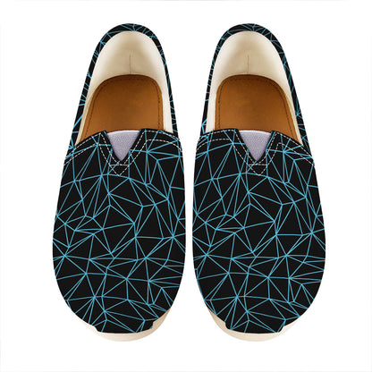 Black And Blue Geometric Mosaic Print Casual Shoes