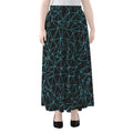 Black And Blue Geometric Mosaic Print Chiffon Maxi Skirt
