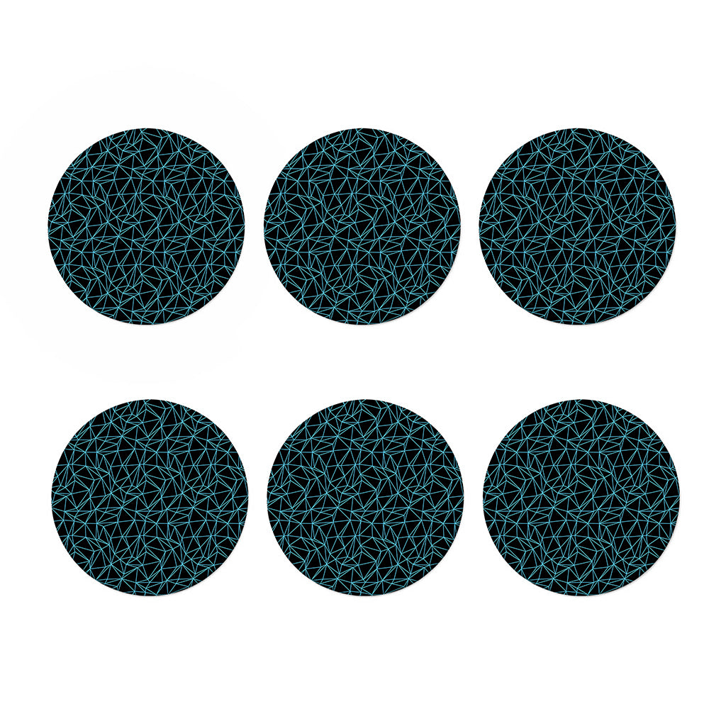 Black And Blue Geometric Mosaic Print Coaster Set