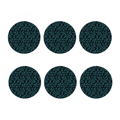 Black And Blue Geometric Mosaic Print Coaster Set