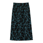 Black And Blue Geometric Mosaic Print Cotton Front Slit Maxi Skirt