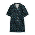 Black And Blue Geometric Mosaic Print Cotton Hawaiian Shirt