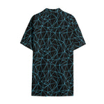 Black And Blue Geometric Mosaic Print Cotton Hawaiian Shirt