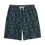 Black And Blue Geometric Mosaic Print Cotton Shorts