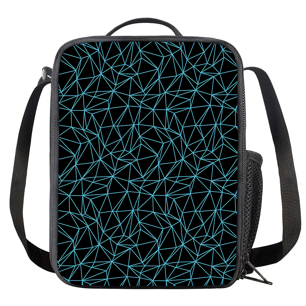 Black And Blue Geometric Mosaic Print Crossbody Lunch Bag