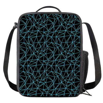 Black And Blue Geometric Mosaic Print Crossbody Lunch Bag