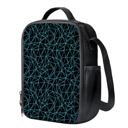 Black And Blue Geometric Mosaic Print Crossbody Lunch Bag