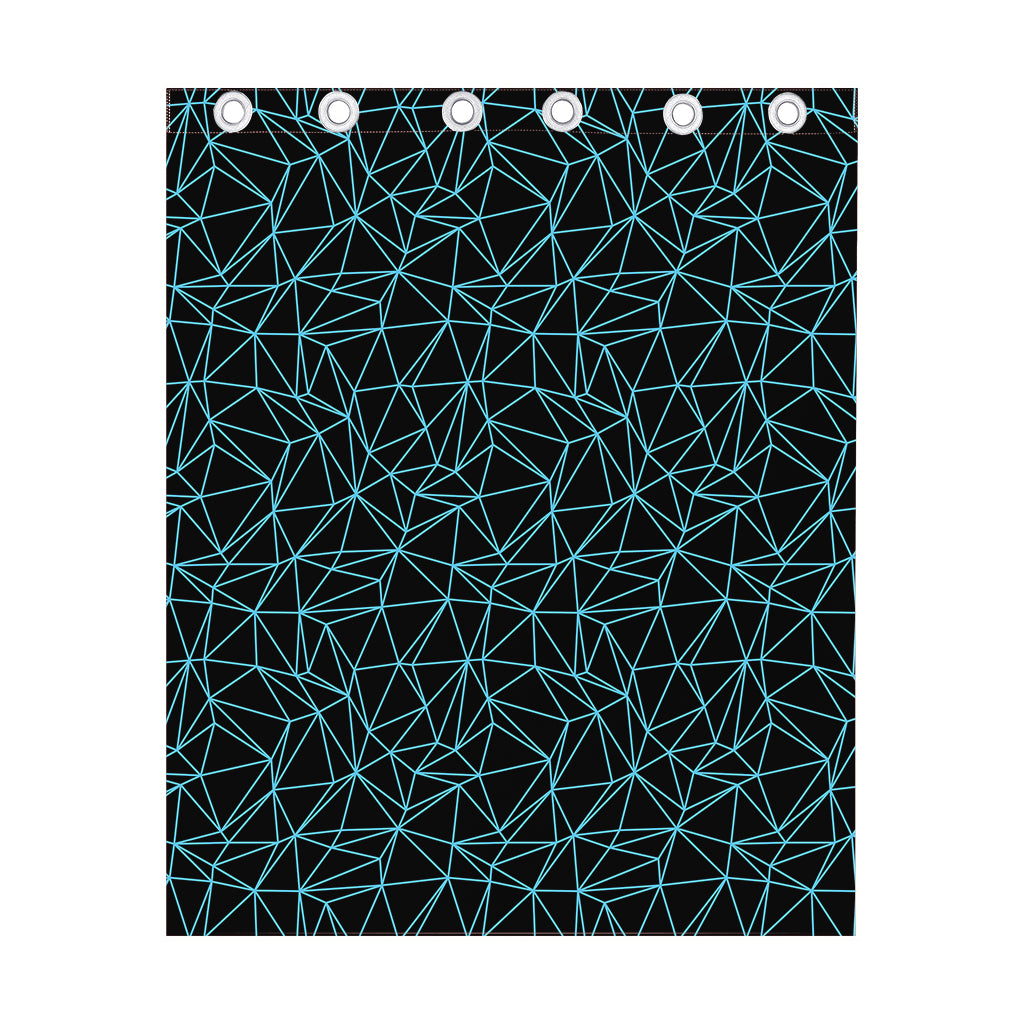 Black And Blue Geometric Mosaic Print Curtain