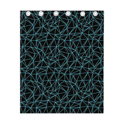 Black And Blue Geometric Mosaic Print Curtain
