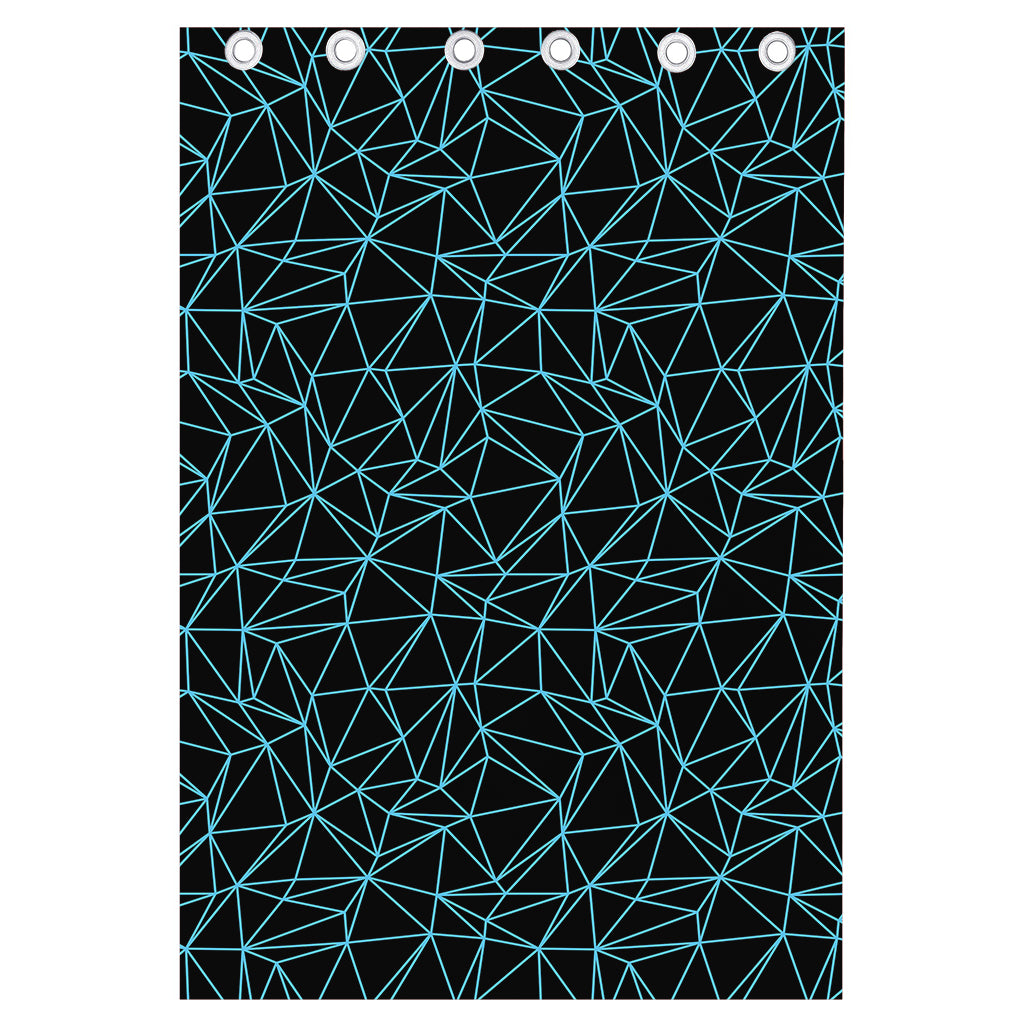 Black And Blue Geometric Mosaic Print Curtain