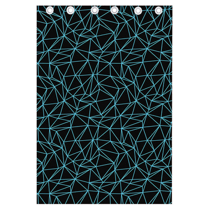Black And Blue Geometric Mosaic Print Curtain