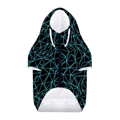 Black And Blue Geometric Mosaic Print Dog Zip Up Hoodie