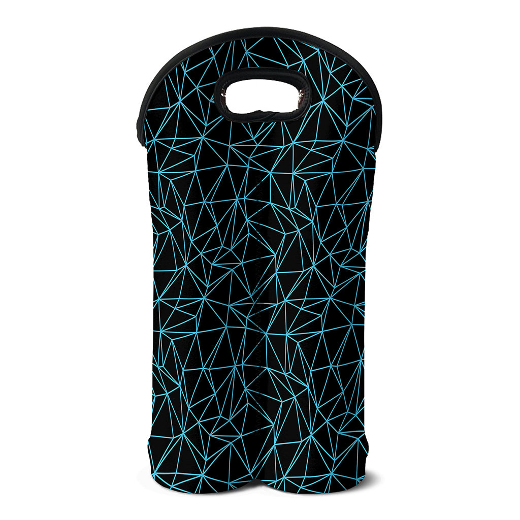 Black And Blue Geometric Mosaic Print Double Neoprene Wine Tote