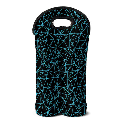 Black And Blue Geometric Mosaic Print Double Neoprene Wine Tote