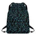 Black And Blue Geometric Mosaic Print Drawstring Backpack