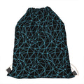 Black And Blue Geometric Mosaic Print Drawstring Bag