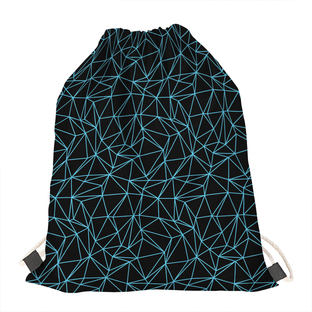 Black And Blue Geometric Mosaic Print Drawstring Bag