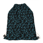 Black And Blue Geometric Mosaic Print Drawstring Bag