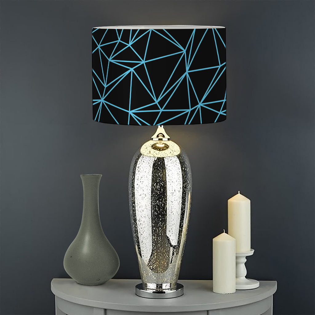 Black And Blue Geometric Mosaic Print Drum Lamp Shade