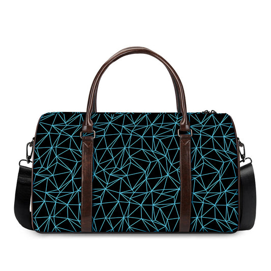 Black And Blue Geometric Mosaic Print Duffle Bag
