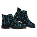 Black And Blue Geometric Mosaic Print Flat Ankle Boots