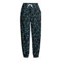 Black And Blue Geometric Mosaic Print Fleece Lined Knit Pants
