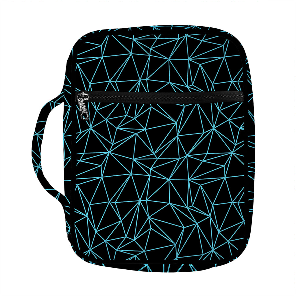 Black And Blue Geometric Mosaic Print Front Pocket Bible Bag