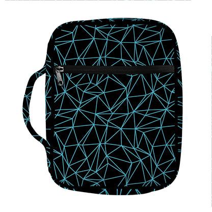 Black And Blue Geometric Mosaic Print Front Pocket Bible Bag