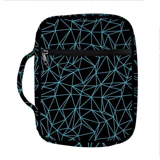 Black And Blue Geometric Mosaic Print Front Pocket Bible Bag