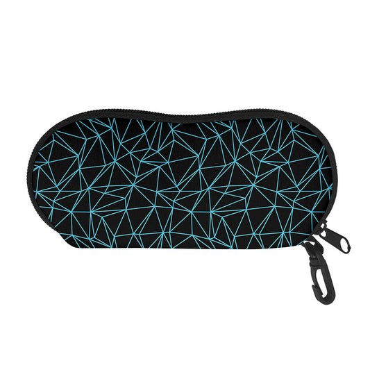 Black And Blue Geometric Mosaic Print Glasses Case