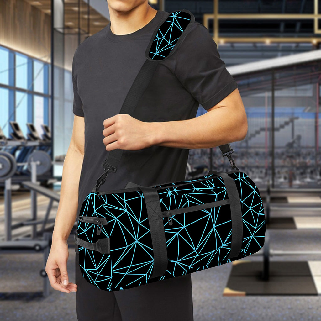 Black And Blue Geometric Mosaic Print Gym Bag