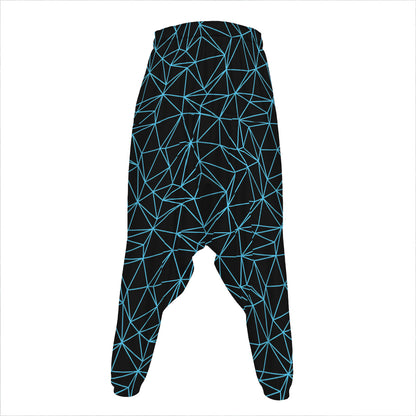 Black And Blue Geometric Mosaic Print Hammer Pants