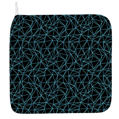 Black And Blue Geometric Mosaic Print Hand Towel