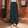Black And Blue Geometric Mosaic Print Harem Pants