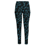 Black And Blue Geometric Mosaic Print High-Waisted Pocket Leggings