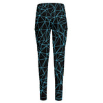 Black And Blue Geometric Mosaic Print High-Waisted Pocket Leggings