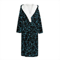 Black And Blue Geometric Mosaic Print Hooded Bathrobe