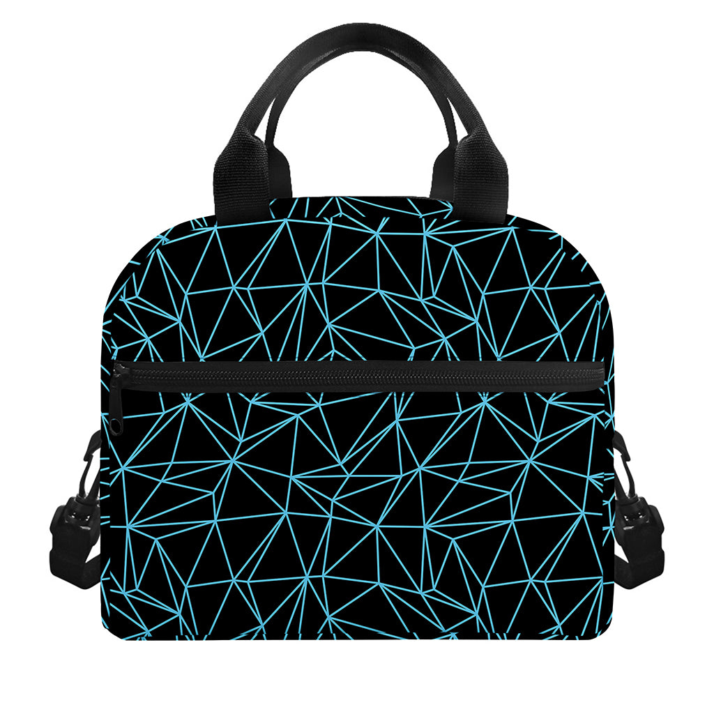 Black And Blue Geometric Mosaic Print Insulated Lunch Bag