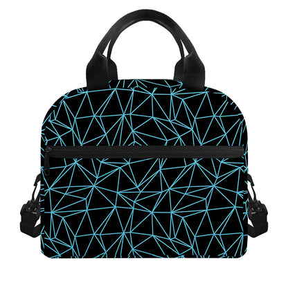 Black And Blue Geometric Mosaic Print Insulated Lunch Bag