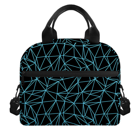 Black And Blue Geometric Mosaic Print Insulated Lunch Bag