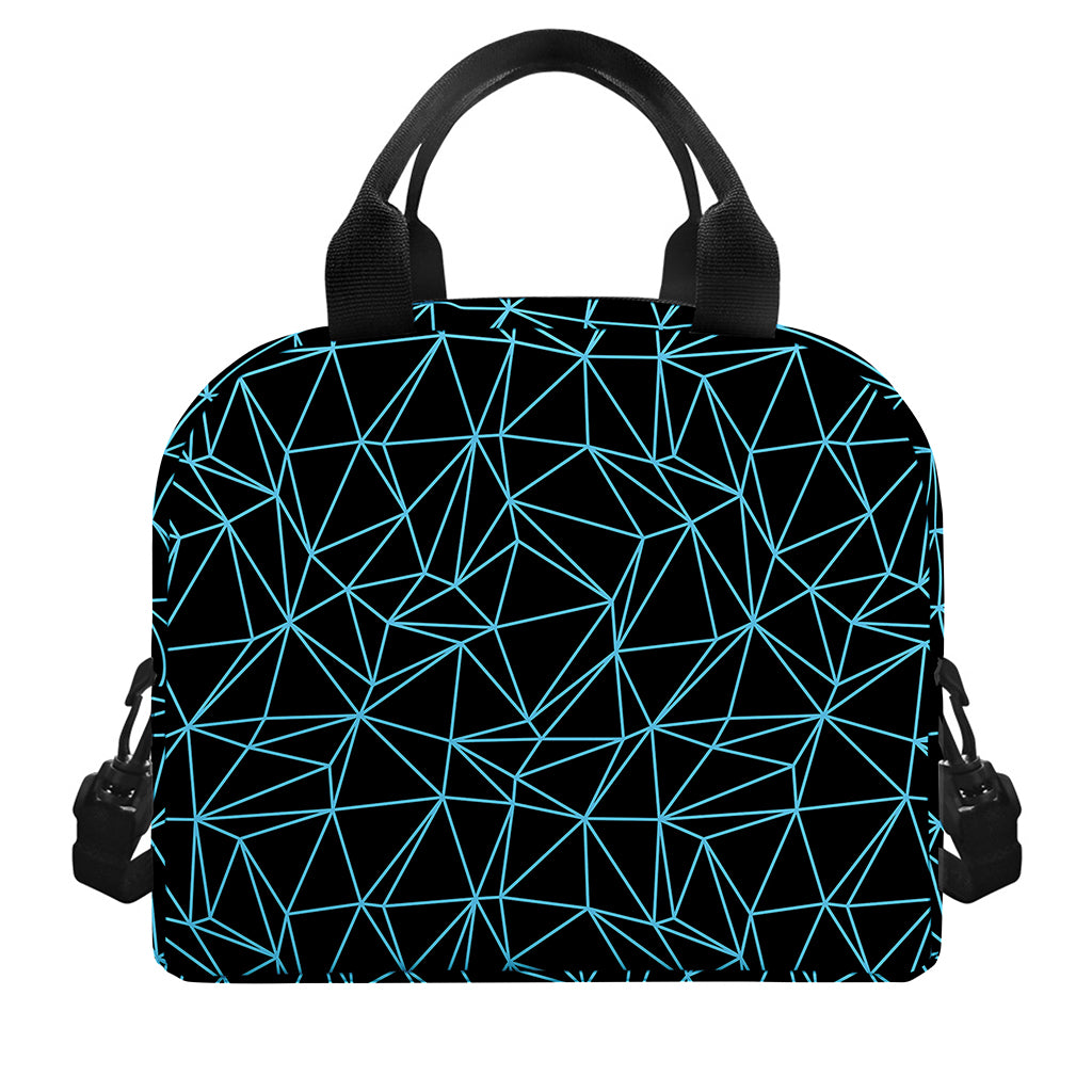 Black And Blue Geometric Mosaic Print Insulated Lunch Bag