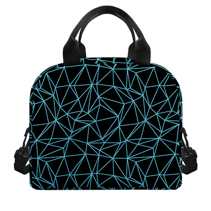 Black And Blue Geometric Mosaic Print Insulated Lunch Bag