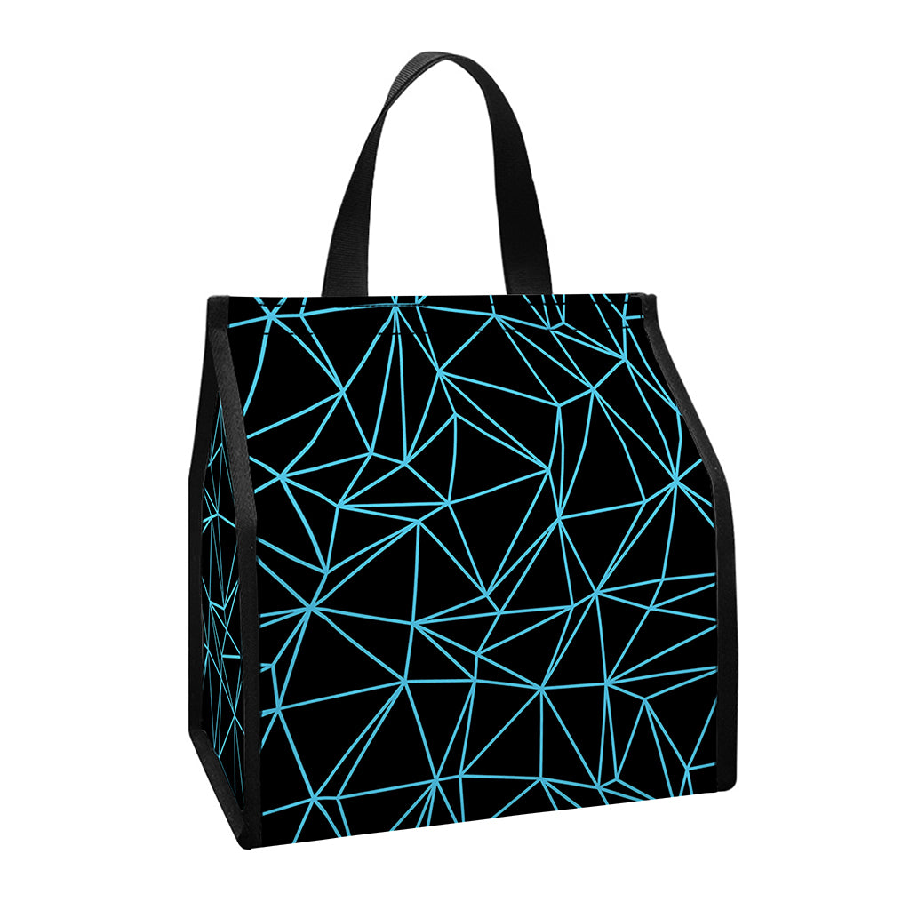 Black And Blue Geometric Mosaic Print Insulated Lunch Tote