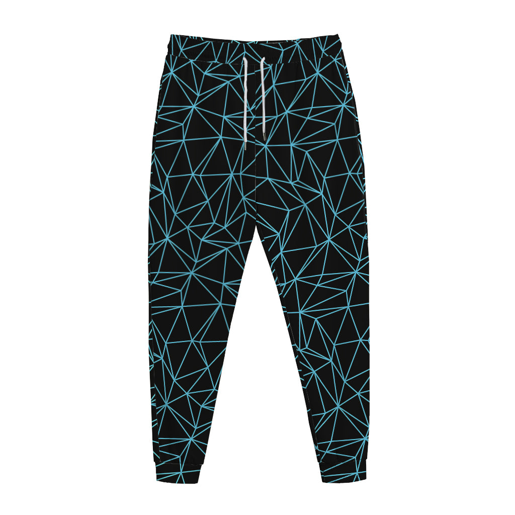 Black And Blue Geometric Mosaic Print Jogger Pants