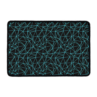 Black And Blue Geometric Mosaic Print Kitchen Mat