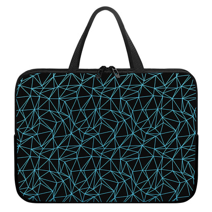 Black And Blue Geometric Mosaic Print Laptop Sleeve With Handle