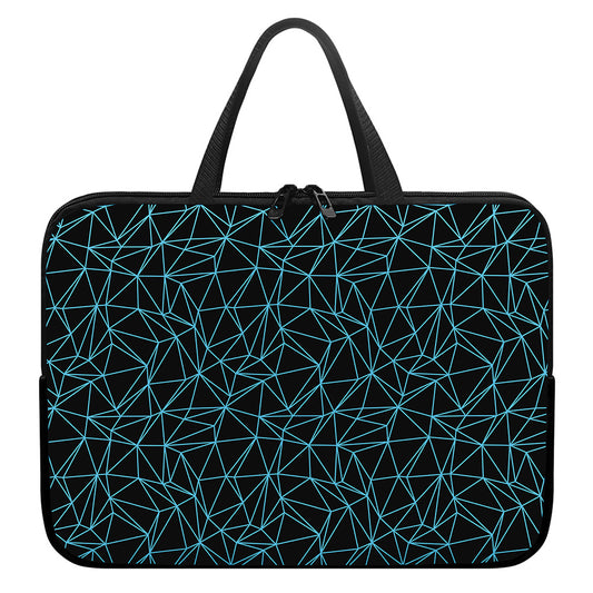 Black And Blue Geometric Mosaic Print Laptop Sleeve With Handle