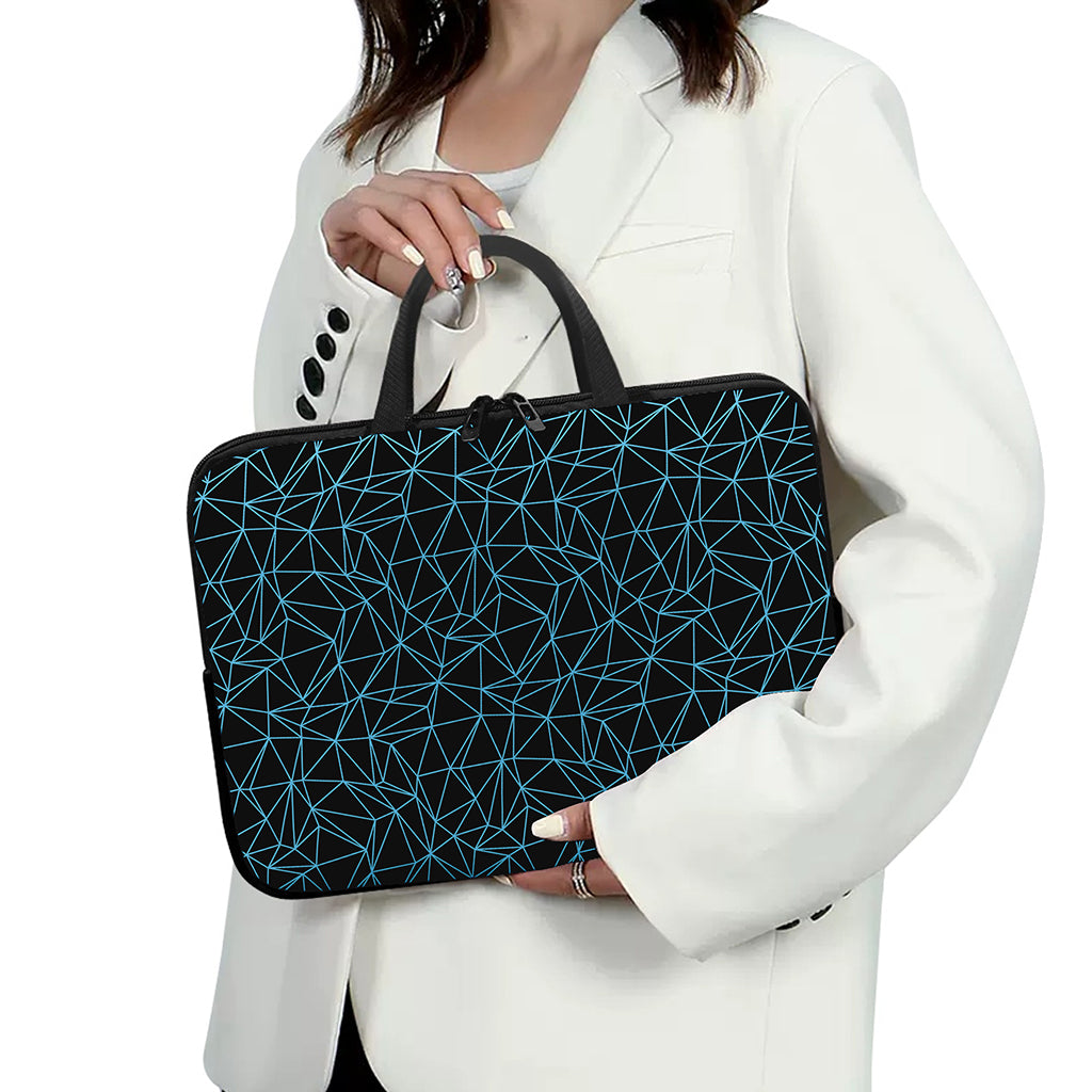 Black And Blue Geometric Mosaic Print Laptop Sleeve With Handle